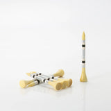 Six 2 ¾" Nova Bamboo - Silver/White/Black tees stacked on one another. 