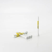 Golf tees with visible branding on a white background