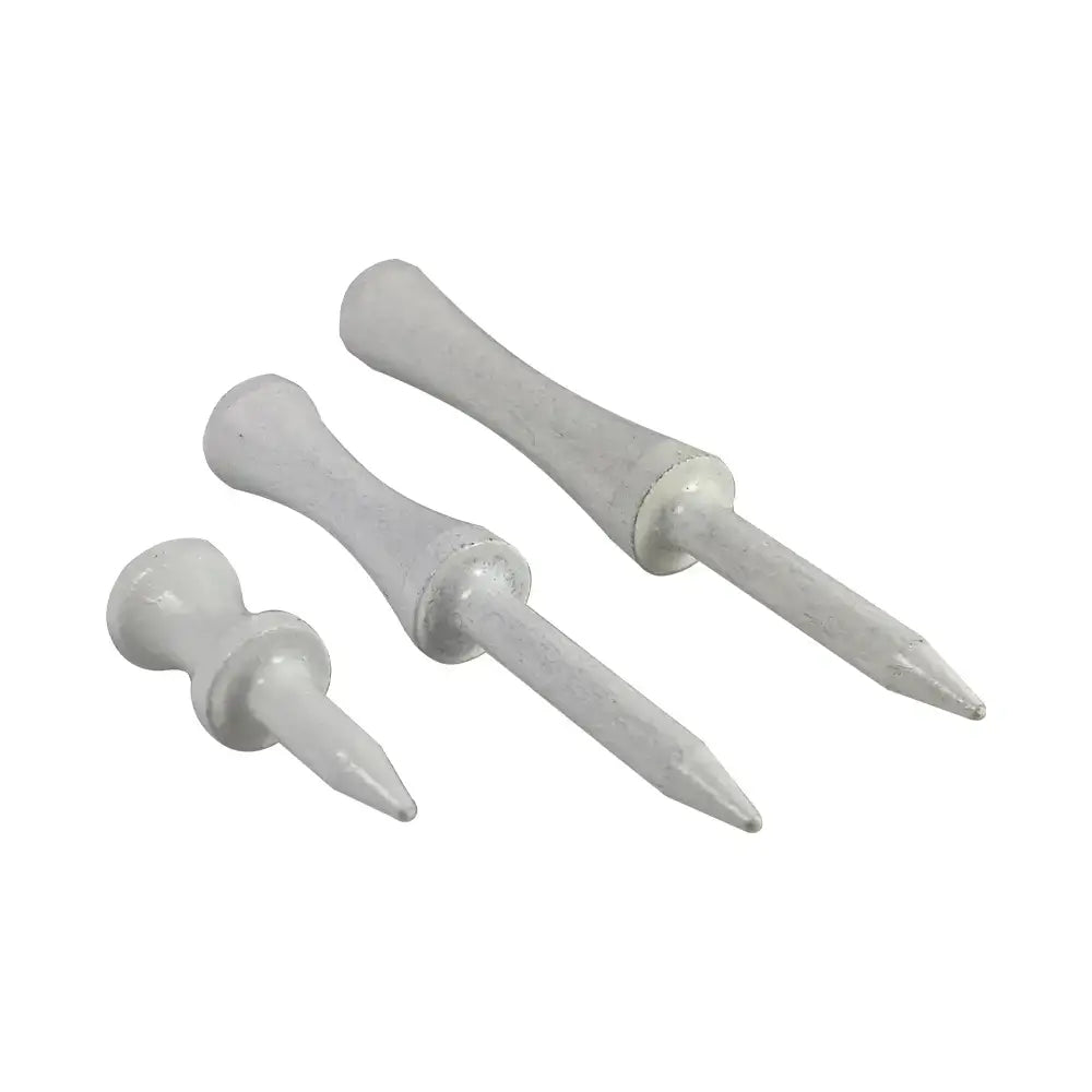 Three different tee lengths of the white pride step tee. 