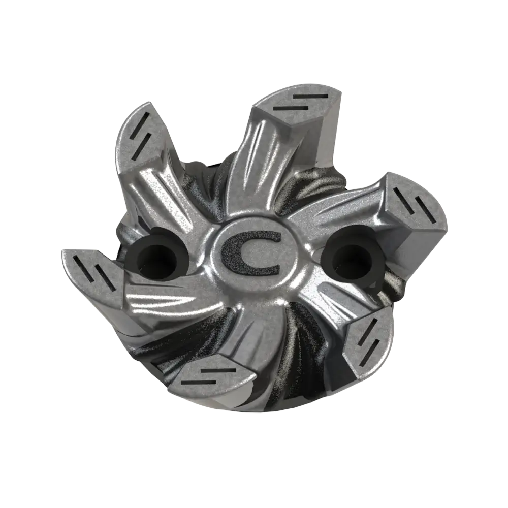 Front side angle of silver and black Helix Golf Spike 