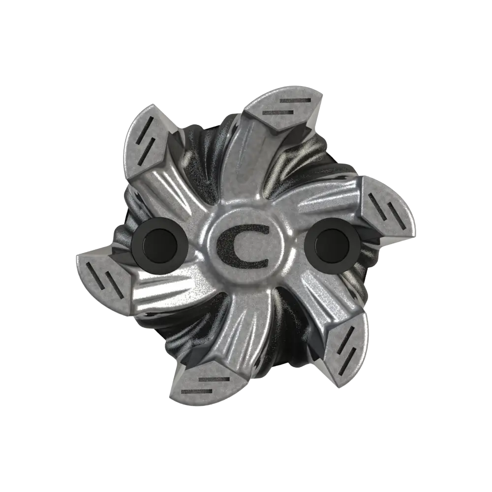 Front angle of silver and black Helix Golf Spike 