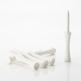 Set of wooden white golf tees on a white background