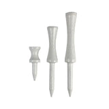 Threae different tee lengths of the white pride step tee. 