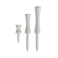 Threae different tee lengths of the white pride step tee. 