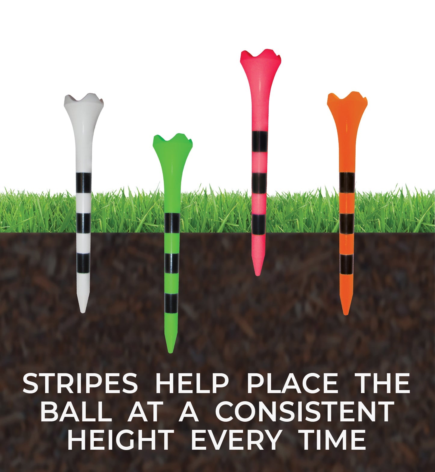 New colors - 2-3/4" Pride Performance® Striped Golf Tees, 100 ct Value Bag