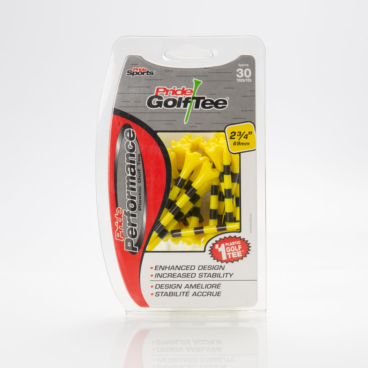Striped Pride Performance® Plastic Tees - 2 3/4" Yellow