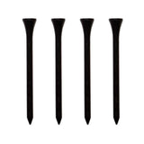 Four black golf tees on a white background