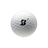 White Bridgestone Precept Power Drive golf ball with a black 'B' logo on a white background