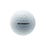 White golf ball with 'E12 Straight' text on a white background