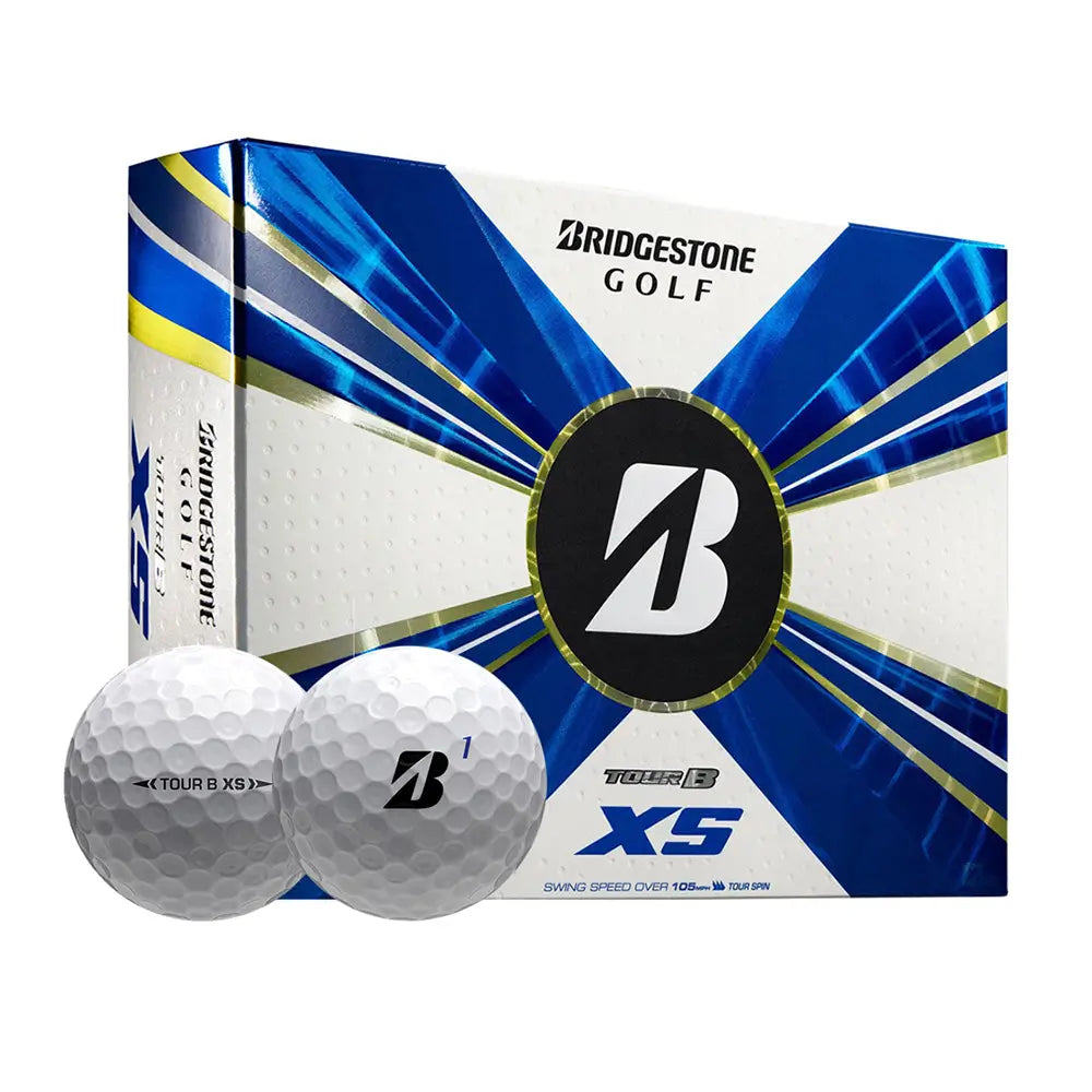 Bridgestone Tour B XS golf balls with packaging on a white background