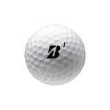 White Bridgestone golf ball with a black 'B' logo on a white background