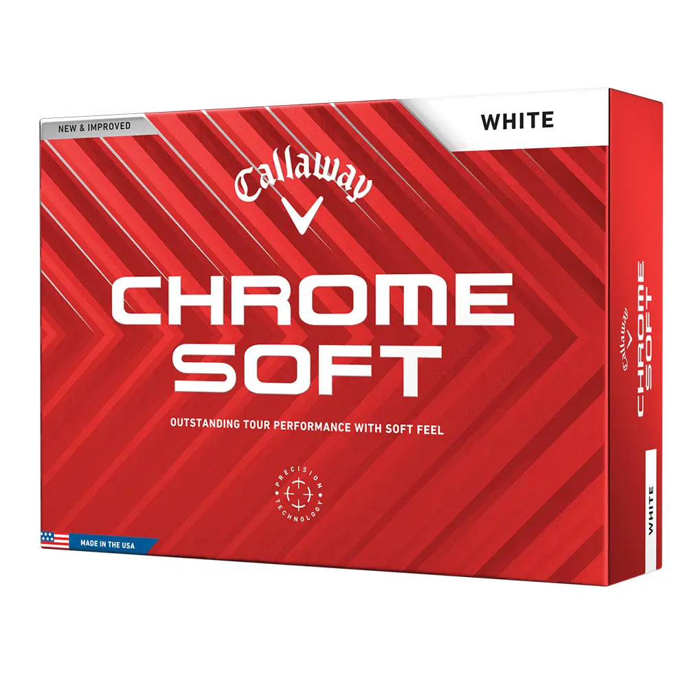 Callaway Chrome Soft golf ball box on a white background