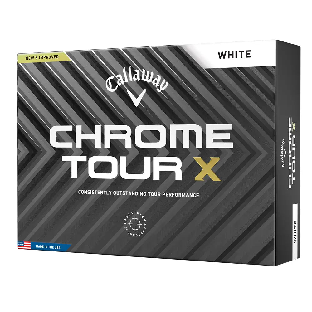 Callaway Chrome Tour X golf ball packaging on a white background