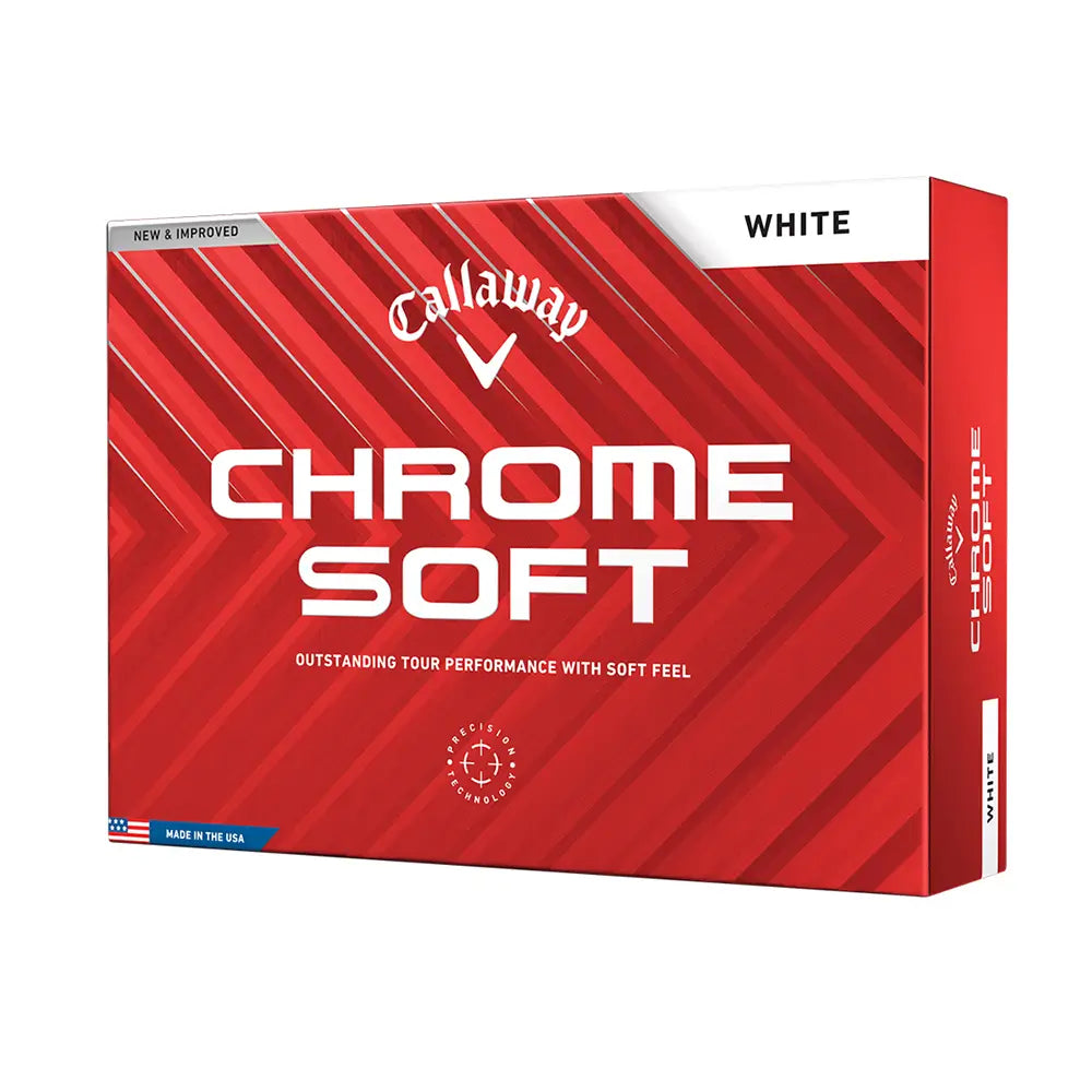 Callaway Chrome Soft golf ball box on a white background