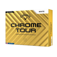Callaway Chrome Tour golf ball box with gold and black design