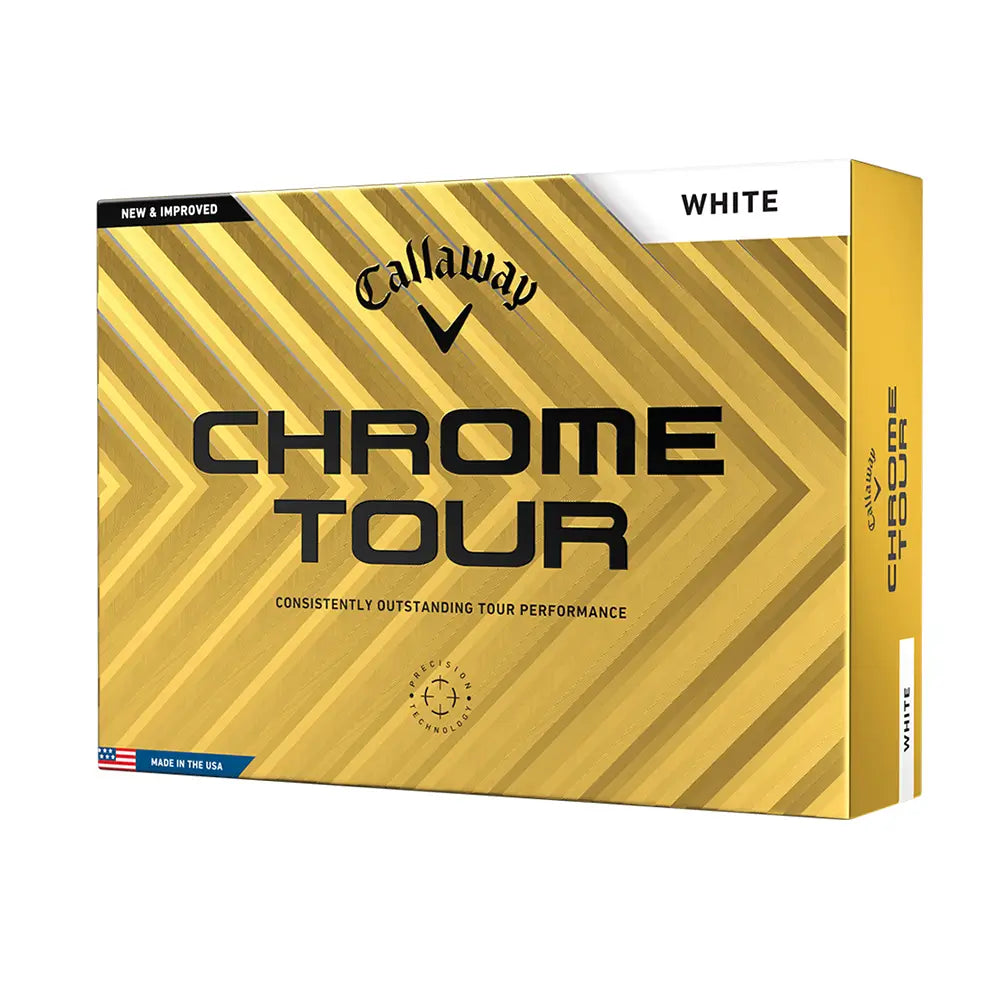 Callaway Chrome Tour golf ball box with gold and black design