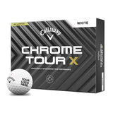 Callaway Chrome Tour X golf ball packaging with a golf ball in front