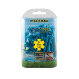 Packaged blue golf tees with Champ branding on a white background