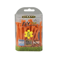 Pack of orange golf tees with Champ branding on a white background