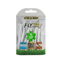 Pack of Champ FlyTee golf tees with packaging on a white background