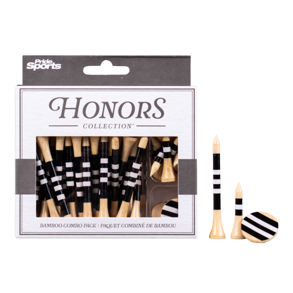 Honors Bamboo Combo Pack - 40 2 ¾" Tees, 10 1 ½" Tees, and 3 Ball Markers - Black/White