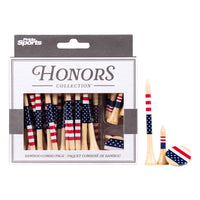 Honors Bamboo Combo Pack - 40 3 ¼" Tees, 10 1 ½" Tees, and 3 Ball Markers - USA Flag