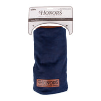 Honors Collection navy canvas barrel driver headcover with brown leather top displayed in its packaging.