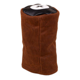Back view of the Honors Collection brown canvas barrel fairway headcover with black leather top.