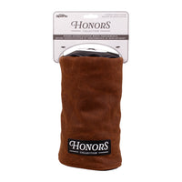 Honors Collection brown canvas barrel fairway headcover with black leather top displayed in its packaging.