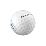 White golf ball with 'MAXFLI' and 'SOFTFLI' branding on a white background