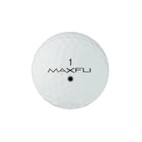 White golf ball with 'MAXFLI' branding on a white background