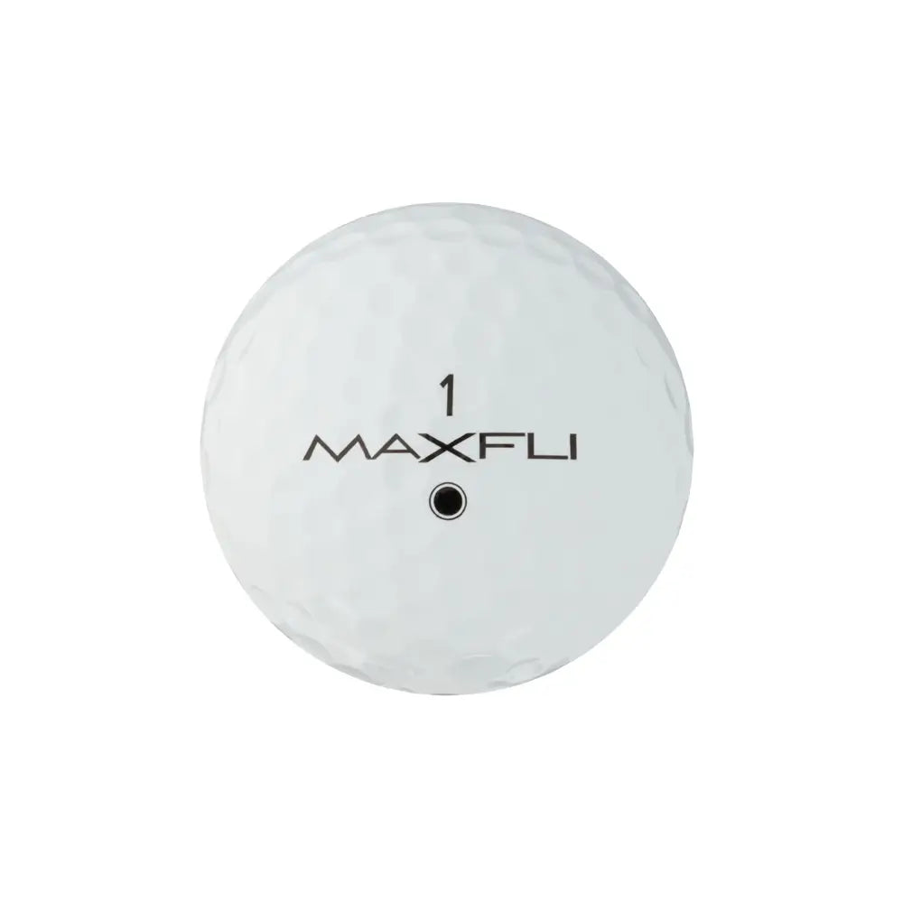 White golf ball with 'MAXFLI' branding on a white background