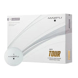 Maxfli golf ball packaging with a golf ball on a white background