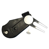 PrideSports Multi Tool folded out to show divot tool, brush, and counter on a white background