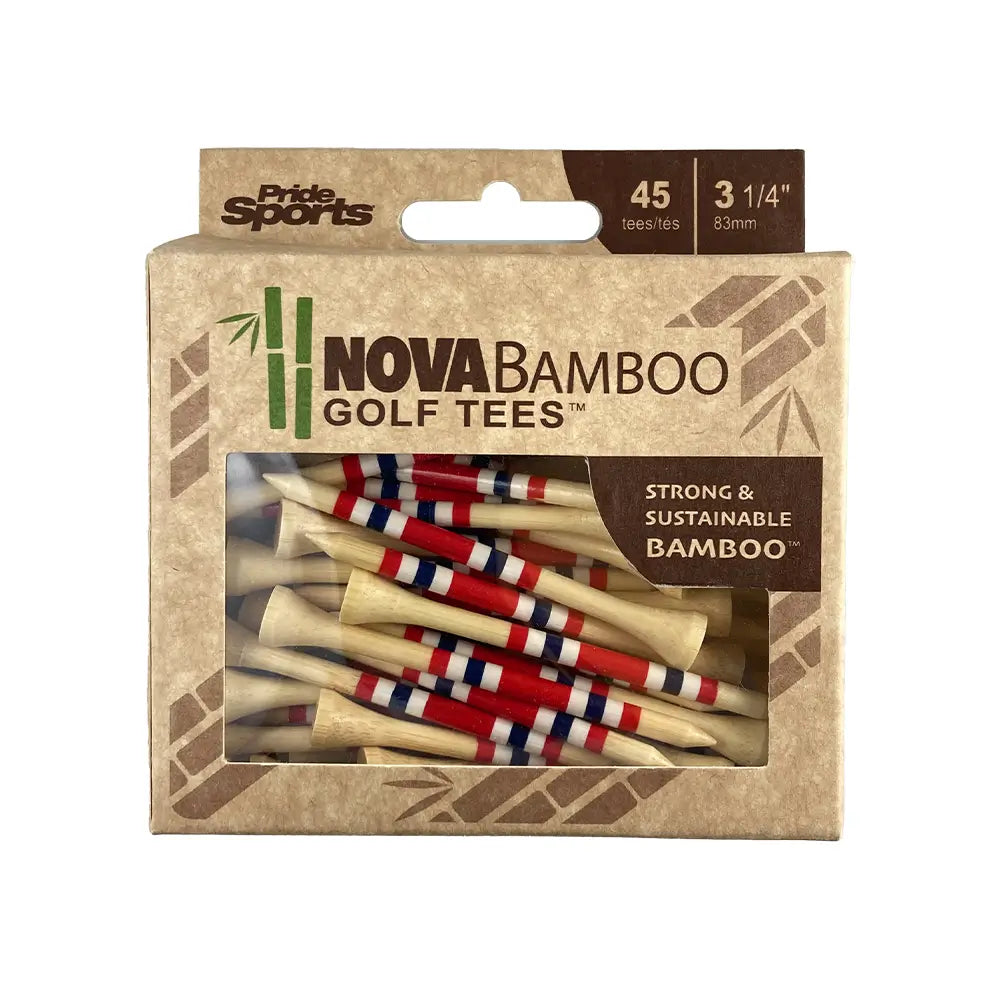 3-1/4" package of the Nova Bamboo Golf Tees™ - Red / White / Blue