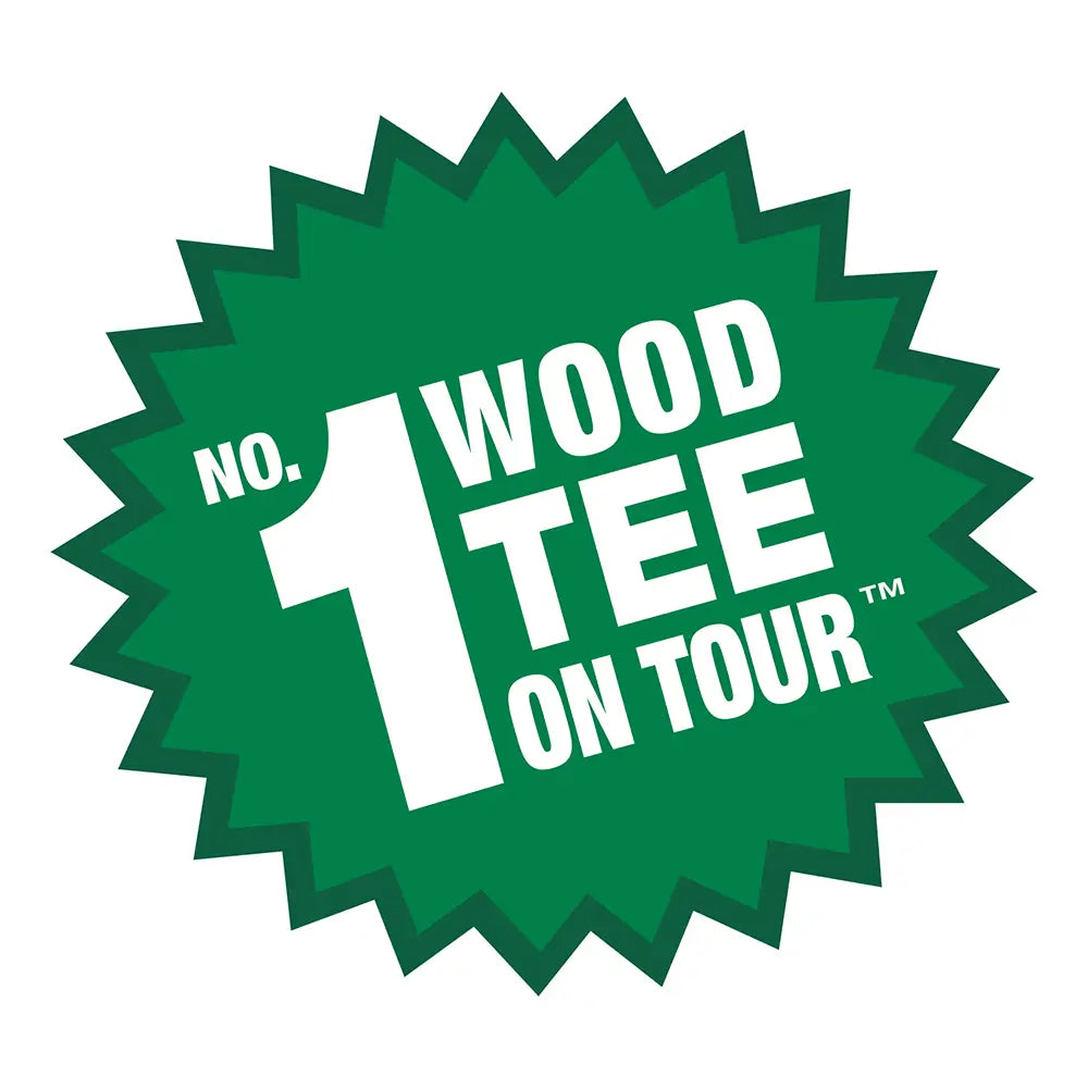 Green star pattern with white text reading 'No. 1 Wood Tee on Tour'