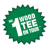 Green star pattern with white text reading 'No. 1 Wood Tee on Tour'