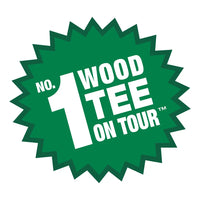 Green star pattern with white text reading 'No. 1 Wood Tee on Tour'