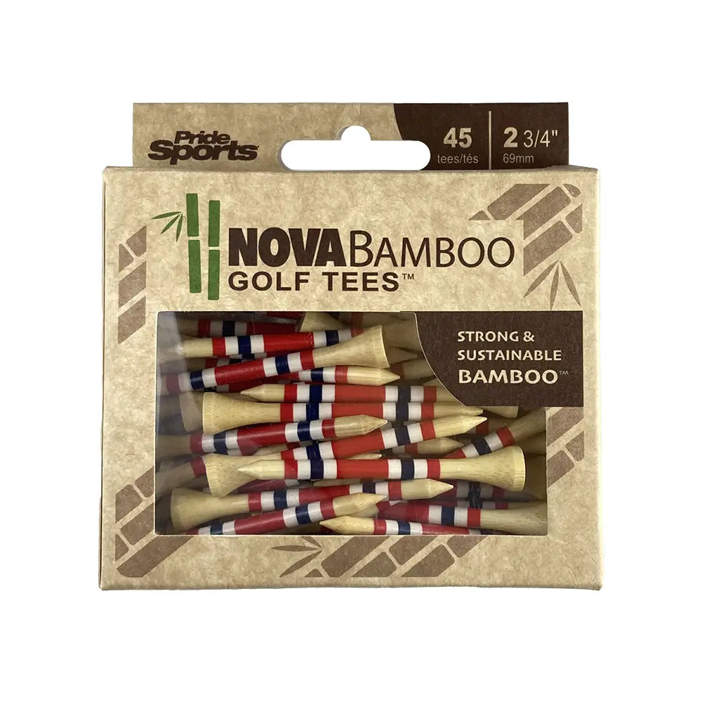 2-3/4" package of the Nova Bamboo Golf Tees™ - Red / White / Blue