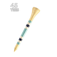 Golf tee with multicolored banding on a white background, labeled '45 Tees'.