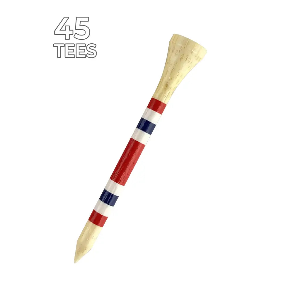 Up close of the Nova Bamboo Golf Tees™  that says 45 tees. 
