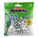 Pride Sports golf tees shamrock packaging with green and white designs.