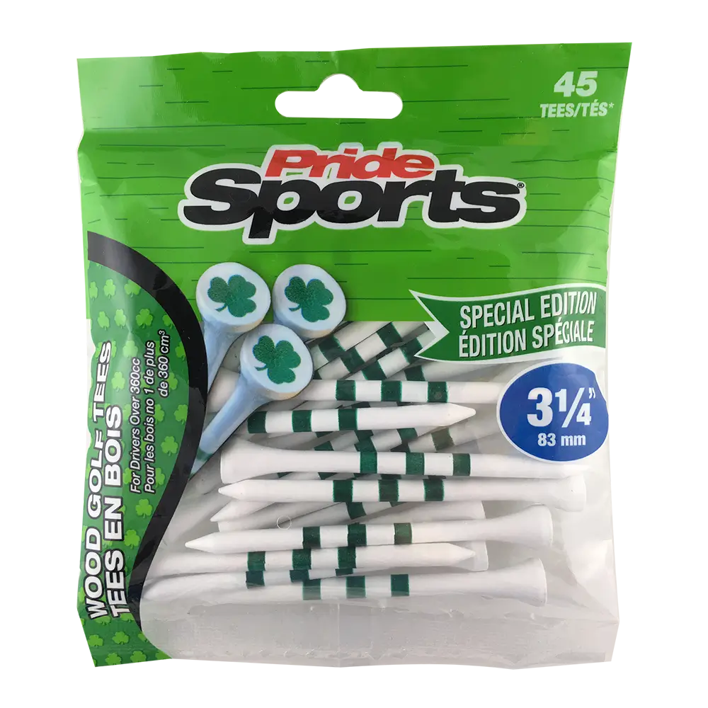 Pride Sports shamrock golf tee packaging.