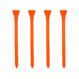 Four orange golf tees on a white background