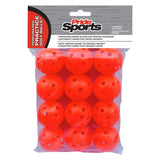 Pack of orange practice golf balls with PrideSports packaging on a white background