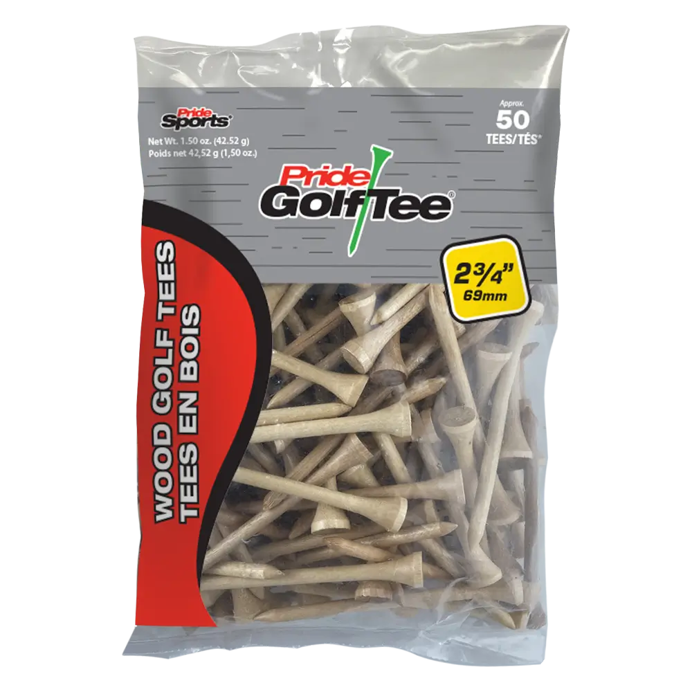 50 count bag of 2 ¾" Pride Golf Tee® Packs.