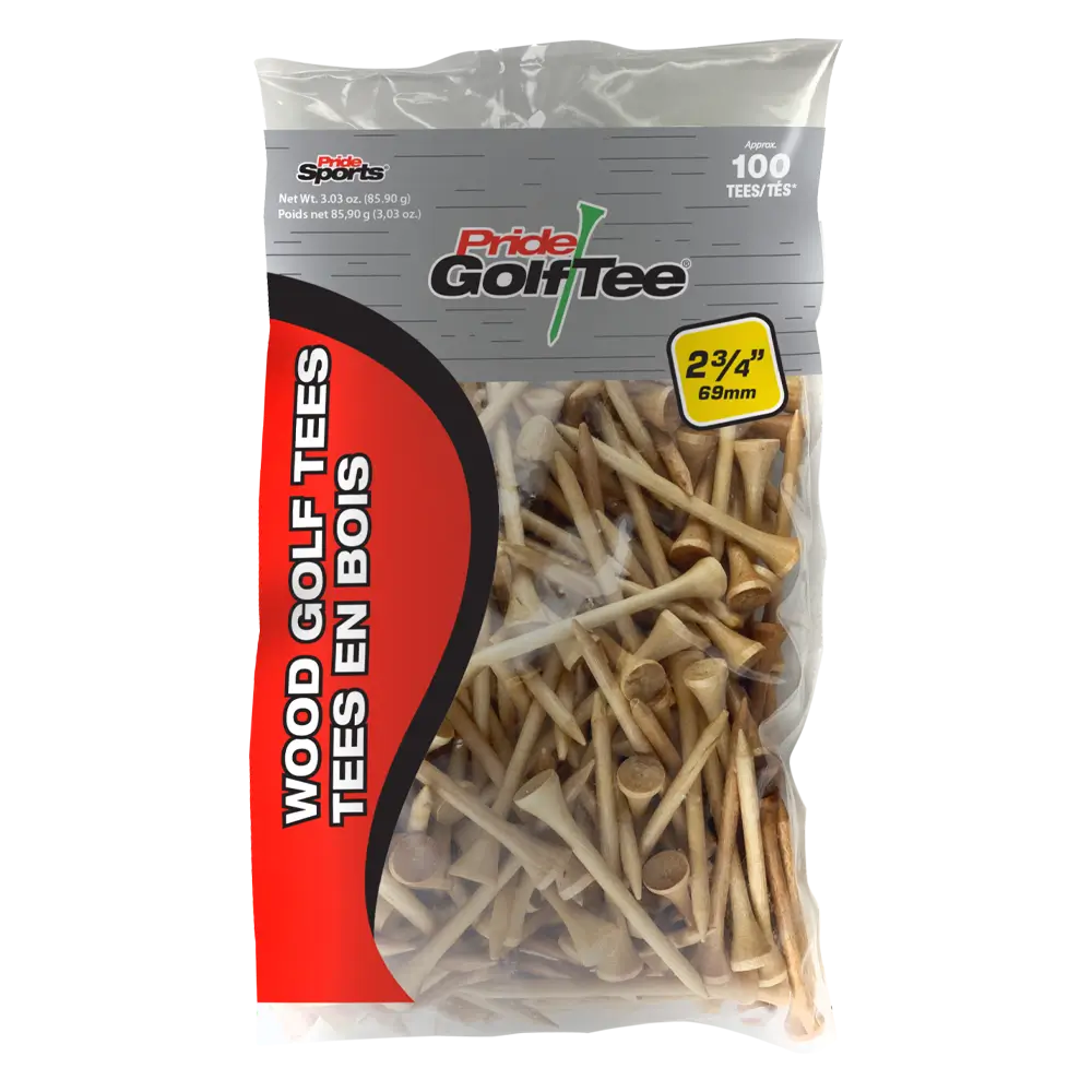 100 count bag of 2 ¾" Pride Golf Tee® Packs.