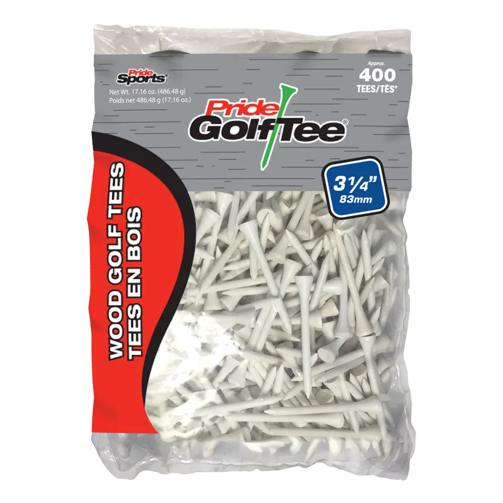 400 count pack of the white 3 ¼" Pride Golf Tee® Packs. 