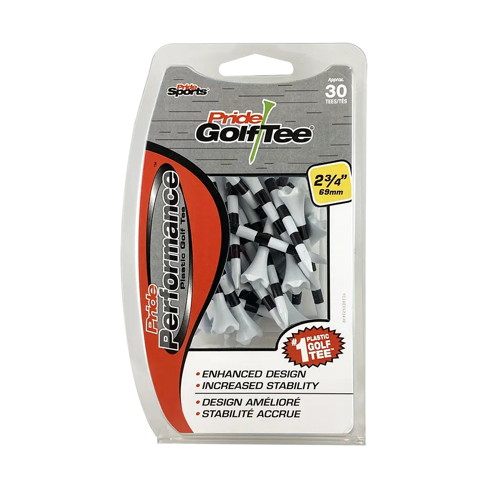 Pride Performance white and black stripe packaging. 