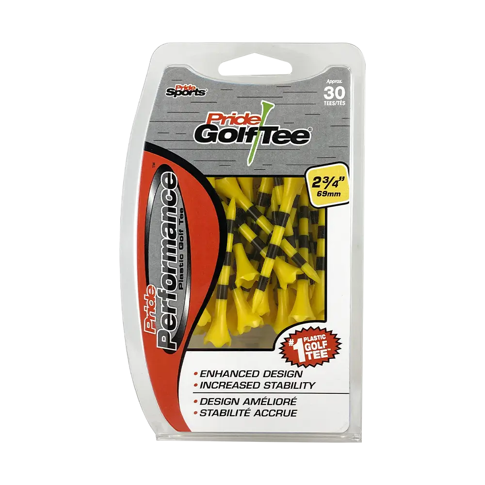 Pride Performance yellow and black stripe packaging. 